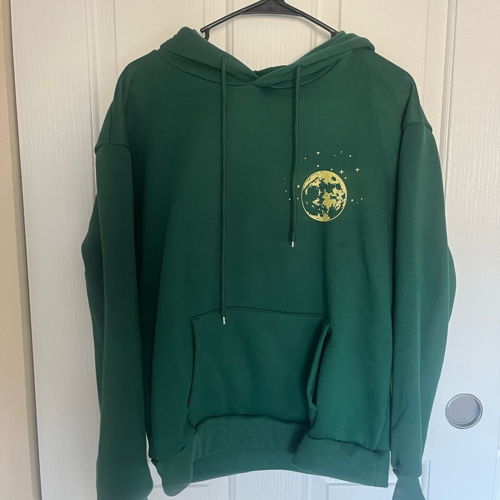 NWOT Green Hoodie with Moon Design